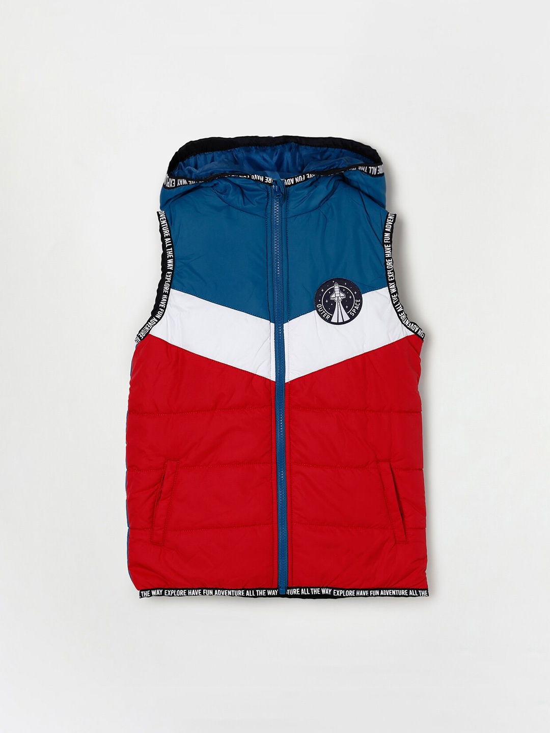 

Fame Forever by Lifestyle Boys Red & Blue Colourblocked Lightweight Padded Jacket