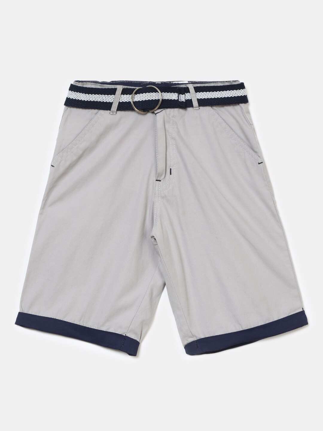 

V-Mart Boys Grey Solid Cotton Shorts