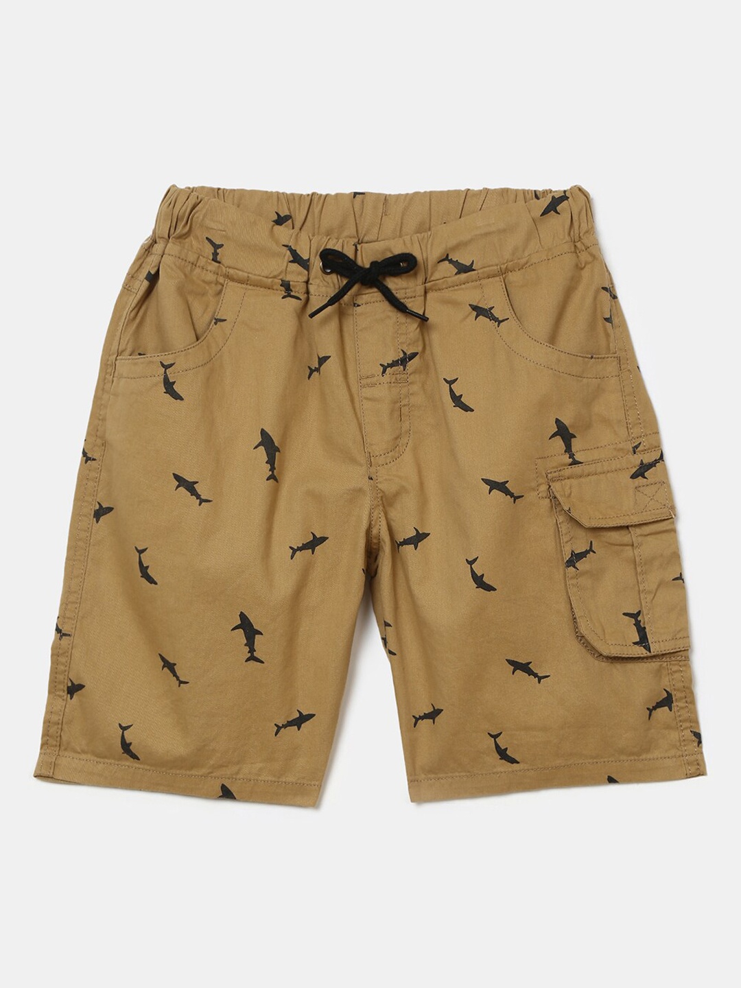 

V-Mart Boys Beige Conversational Printed Cotton Shorts