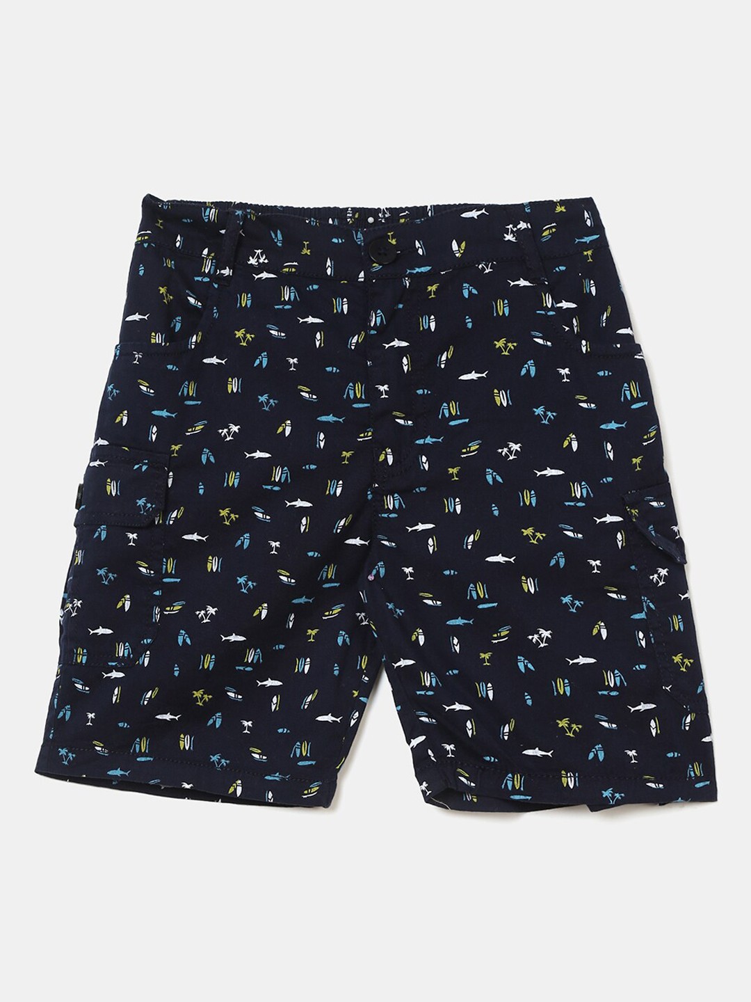 

V-Mart Boys Navy Blue Conversational Printed Cotton Shorts