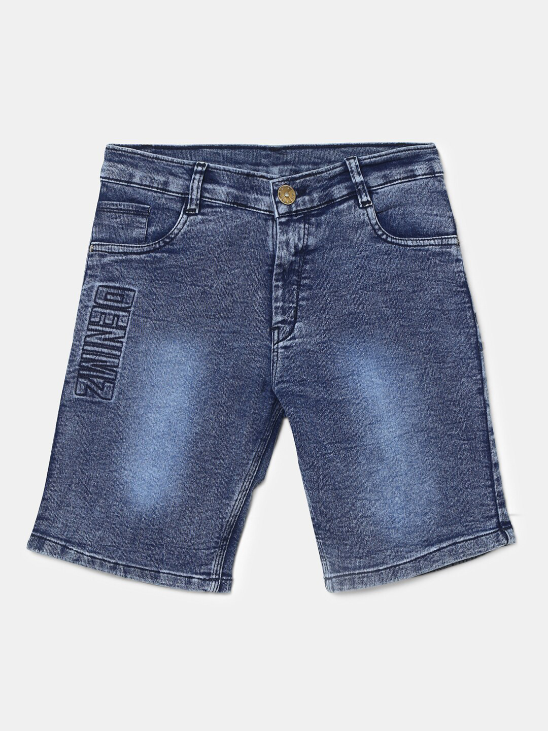 

V-Mart Boys Blue Solid Washed Cotton Denim Shorts