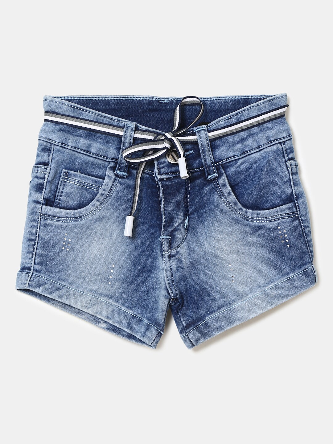 

V-Mart Girls Blue Washed Cotton Denim Shorts