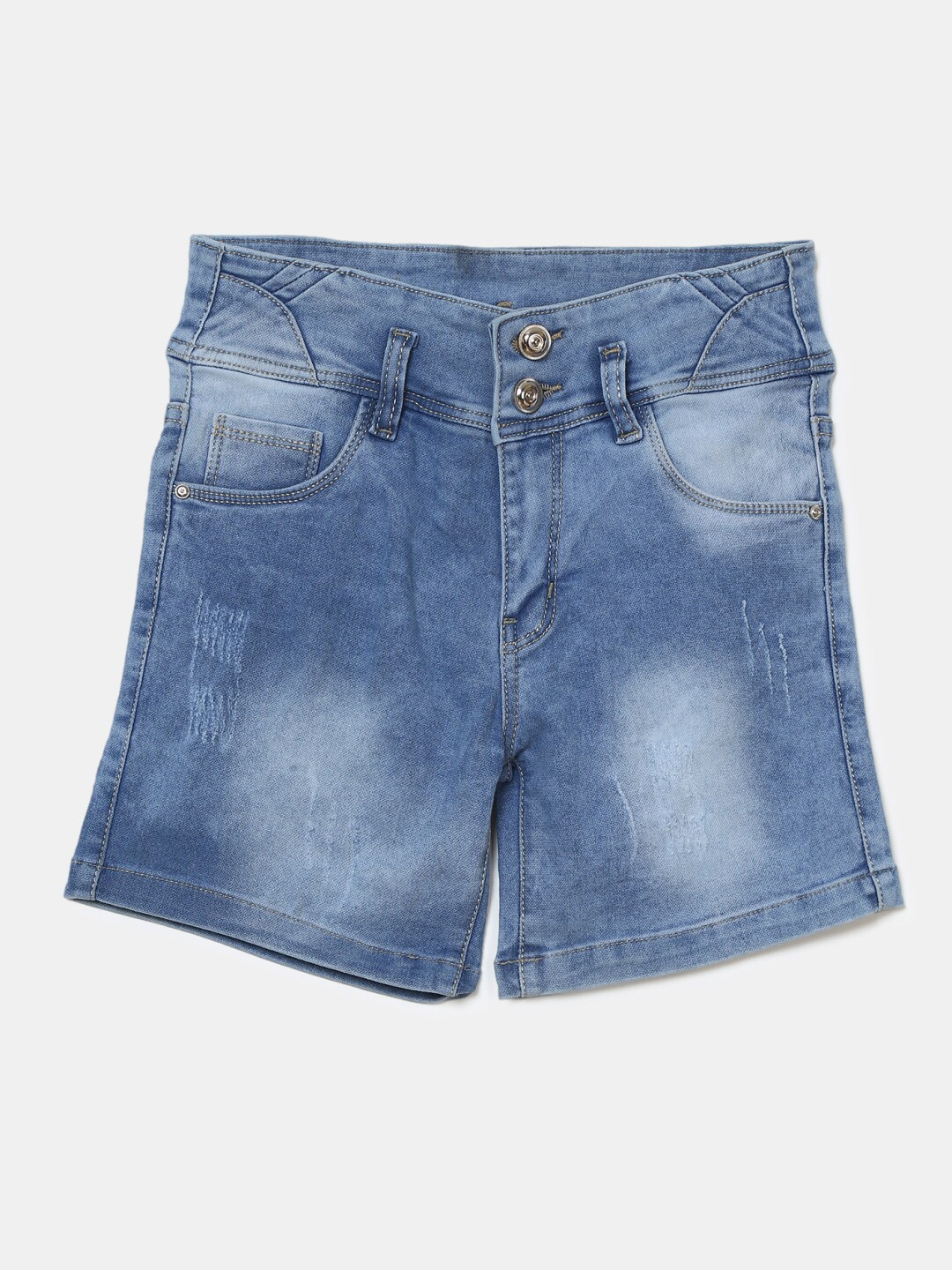 

V-Mart Girls Blue Washed Cotton Denim Shorts