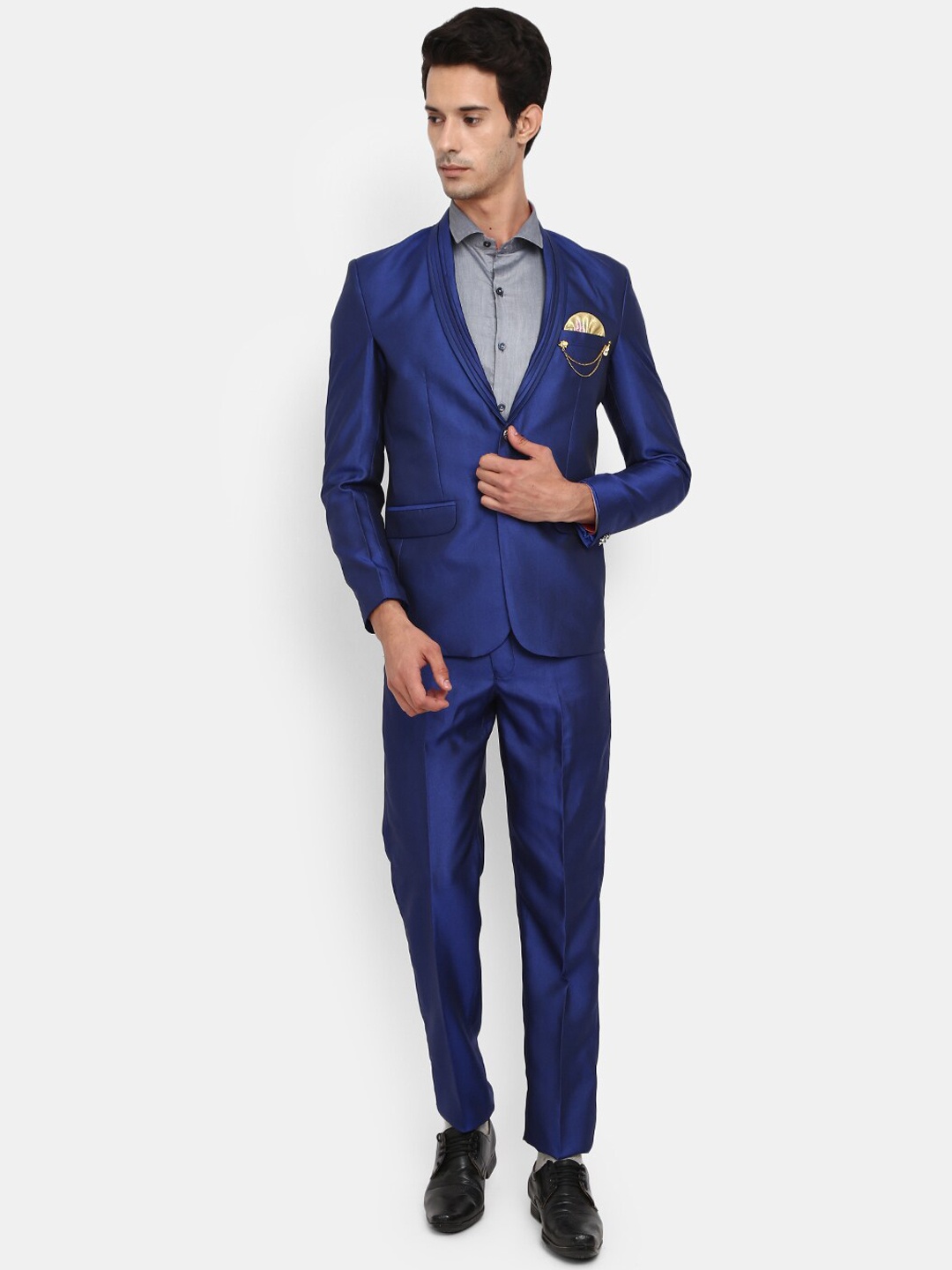

V-Mart Men Blue Solid Single-Breasted 2-Piece Suit