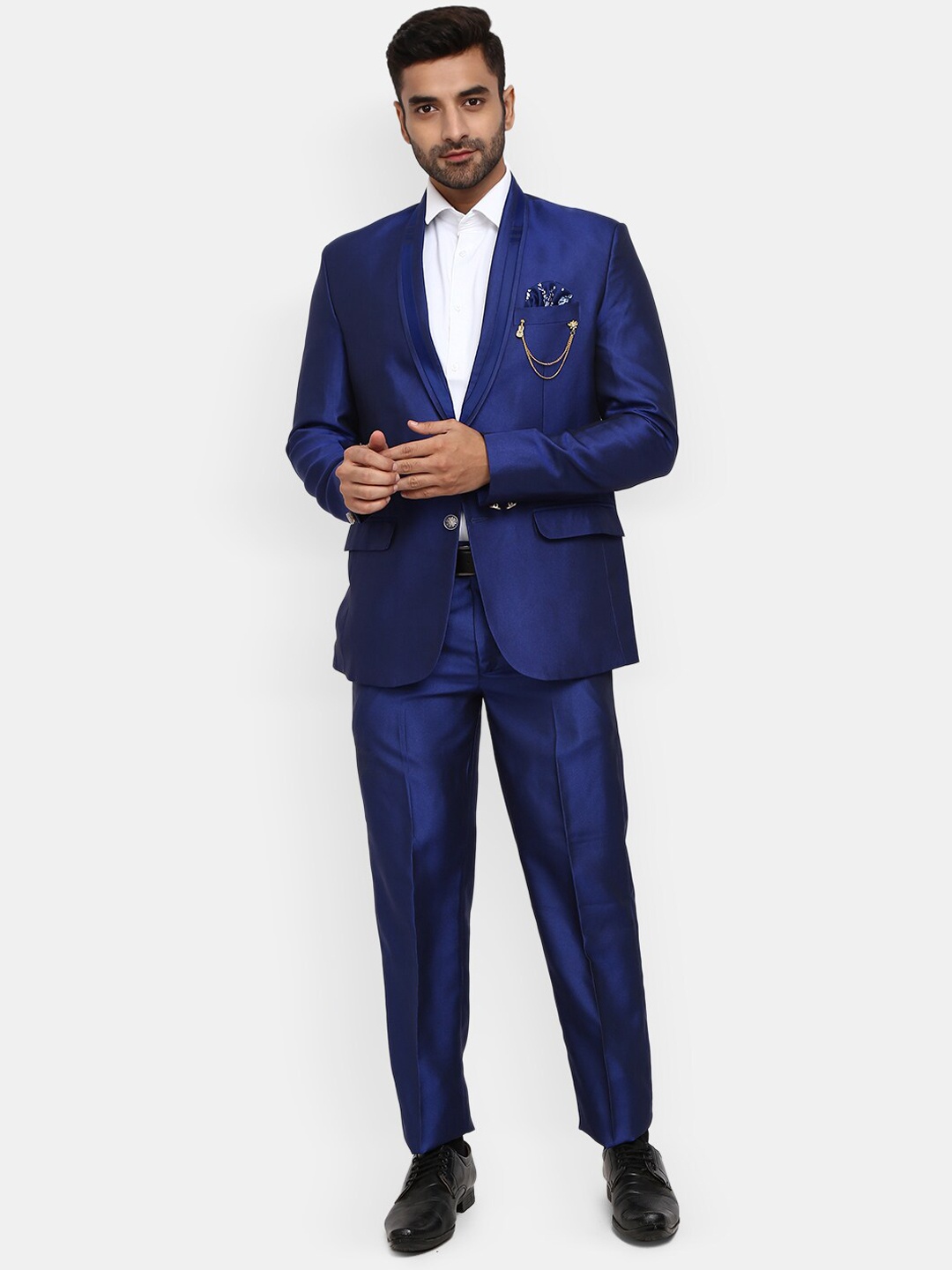 

V-Mart Men Blue Solid Single-Breasted Two-Piece Suit