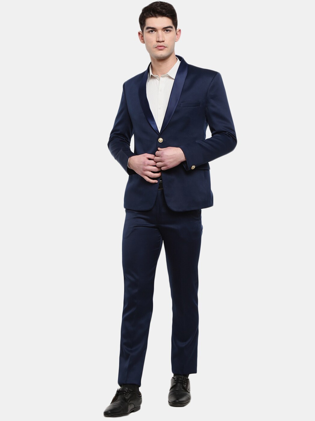

V-Mart Men Navy Blue Solid Single-Breasted Two-Piece Suit