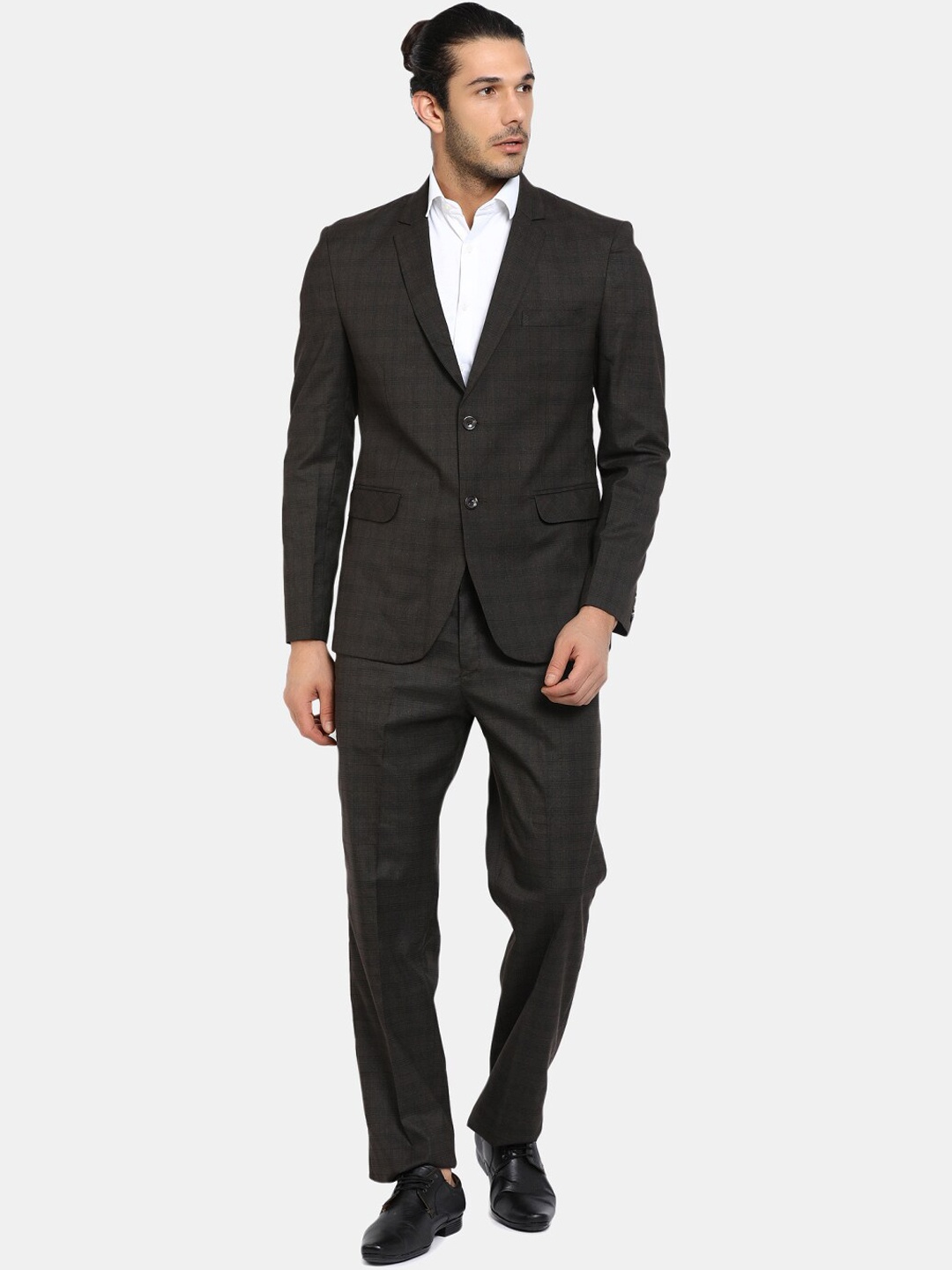 

V-Mart Men Brown Checked Regular-Fit Single-Breasted 2-Piece Formal Suit