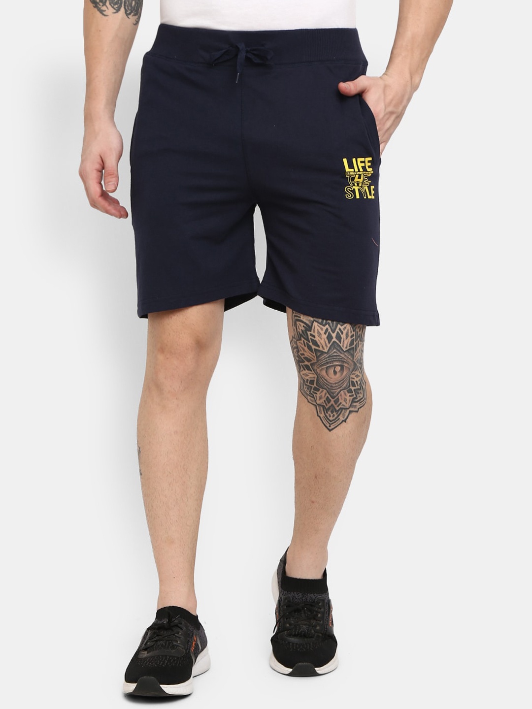 

V-Mart Men Navy Blue Solid Cotton Shorts