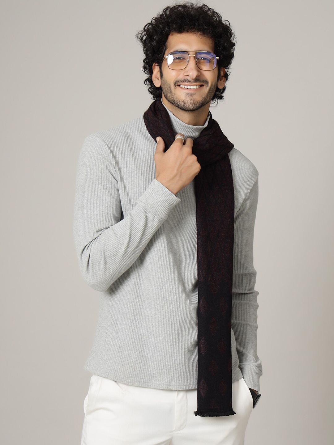 

HANDICRAFT PALACE Men Purple Abstract Printed Mufflers