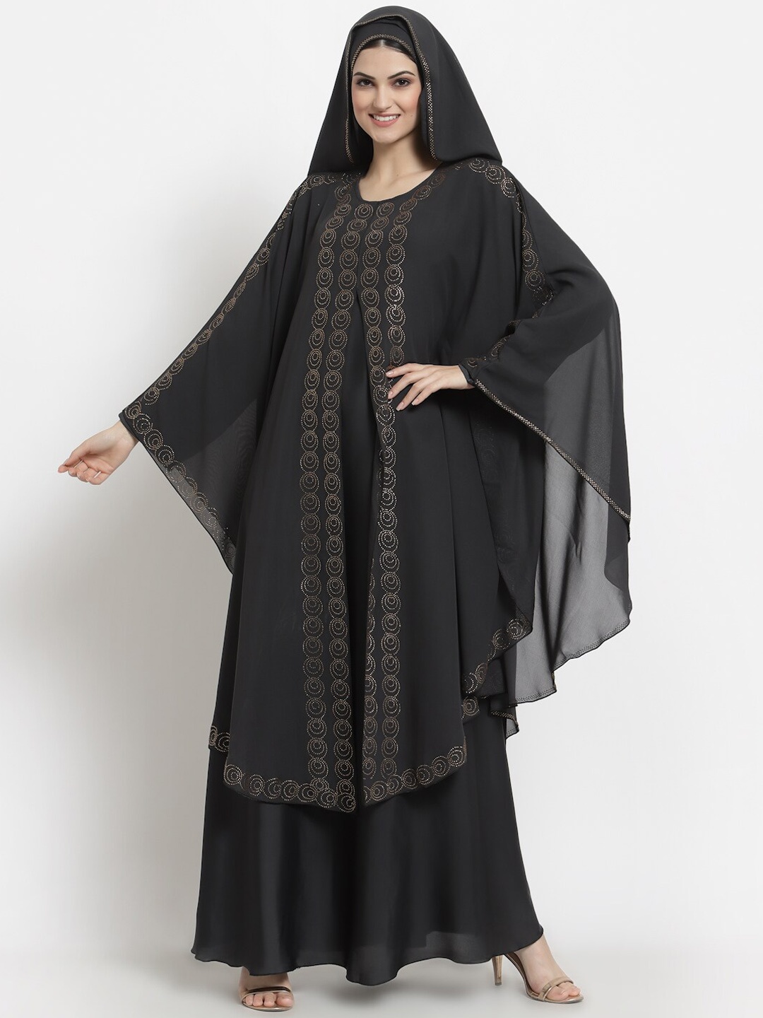 

Arrabi Women Grey Embellished Burqas