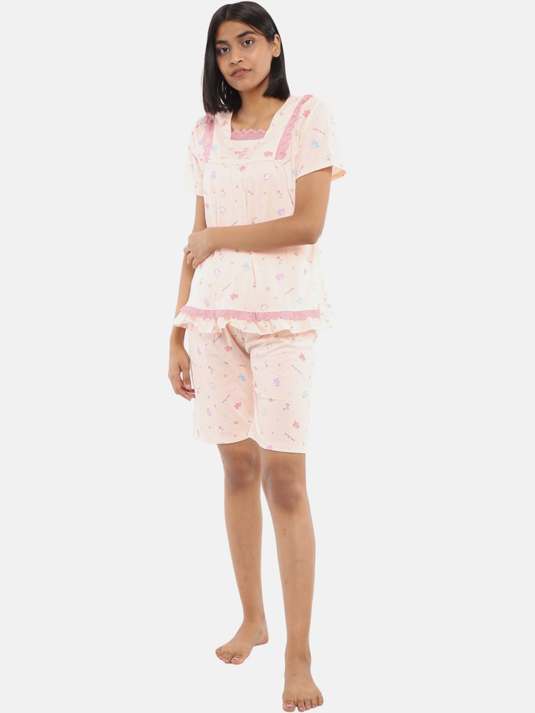 

V-Mart Women Pink Printed Night Suit