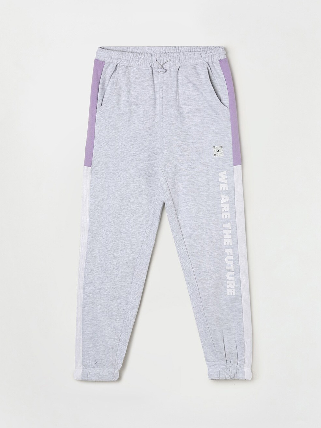 

Fame Forever by Lifestyle Girls Grey & Purple Printed Cotton Regular Fit Joggers
