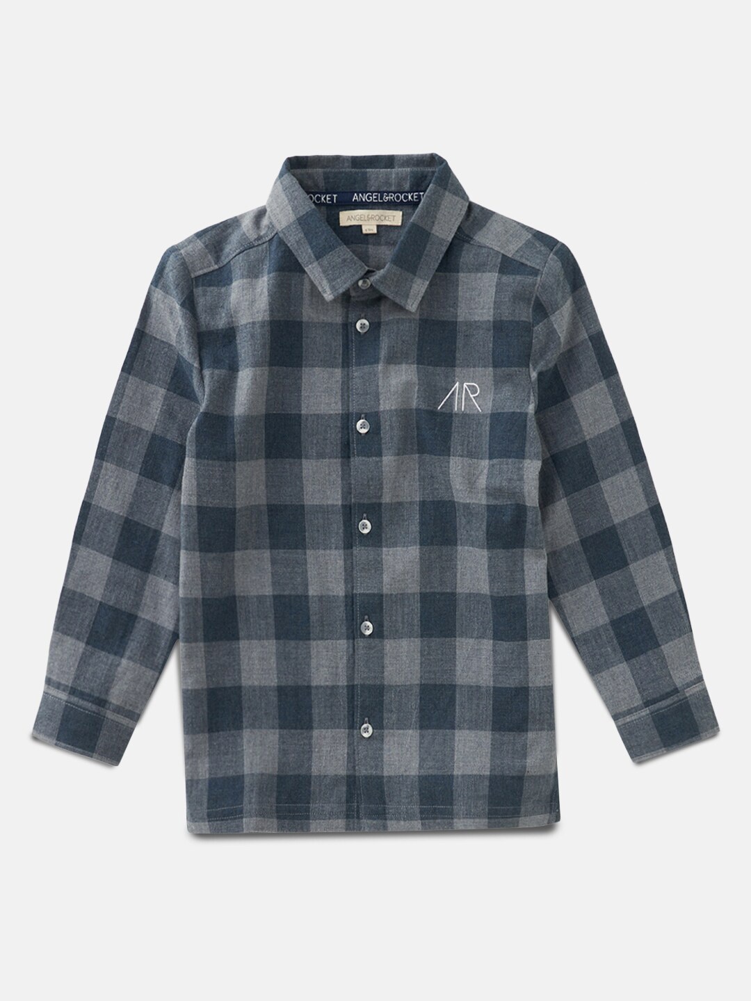 

Angel & Rocket Boys Navy Blue Classic Buffalo Checks Checked Casual Shirt