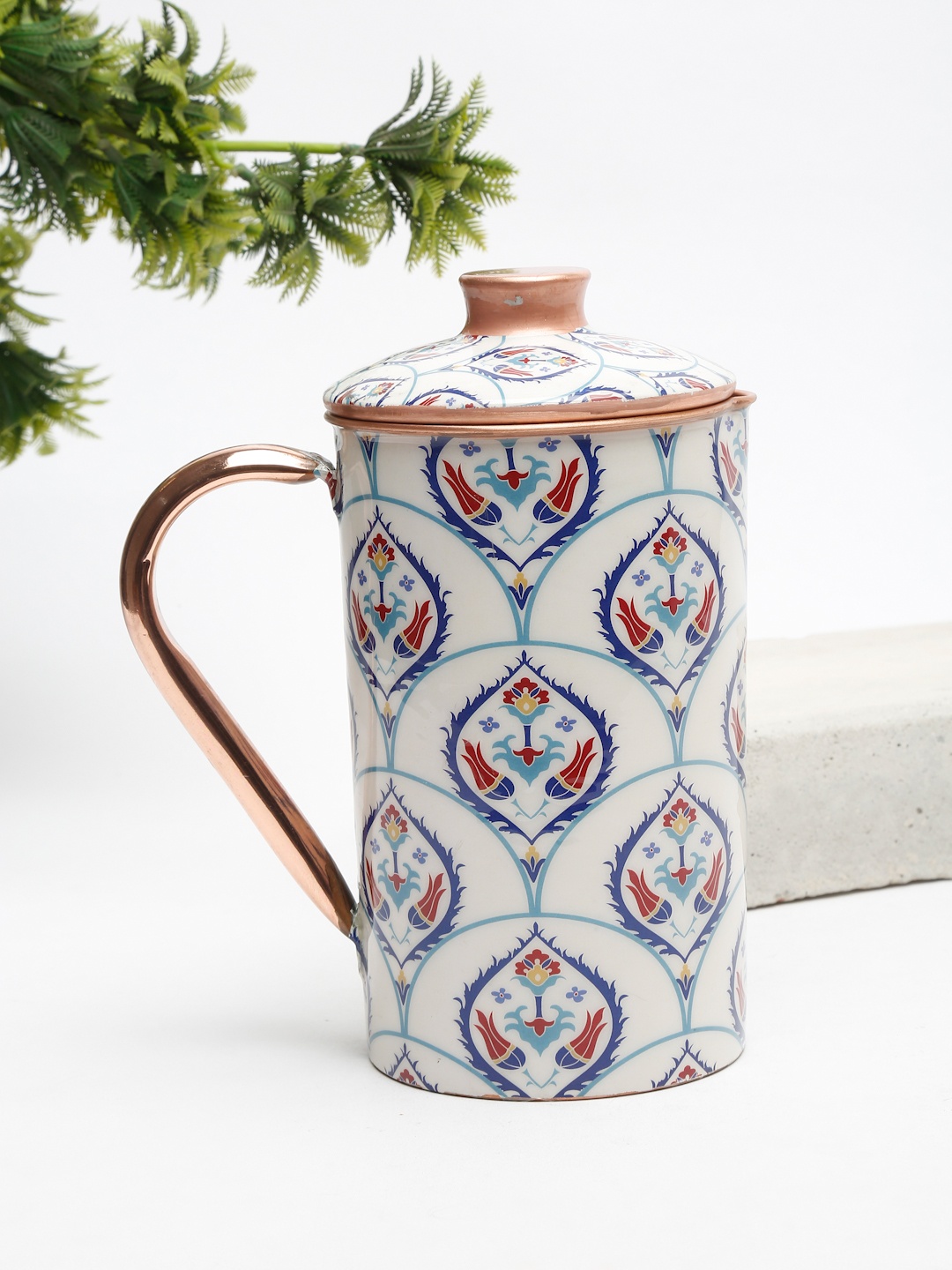 

EK BY EKTA KAPOOR White & Blue Printed Copper Jug - 1500 mL