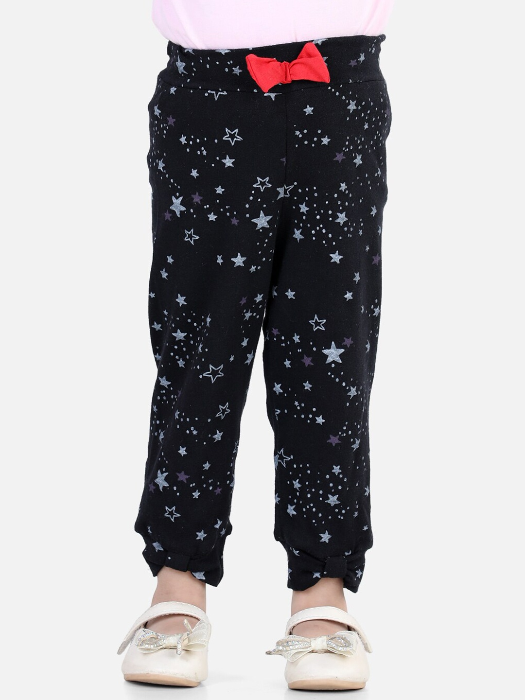 

BownBee Girls Black & White Printed Cotton Joggers