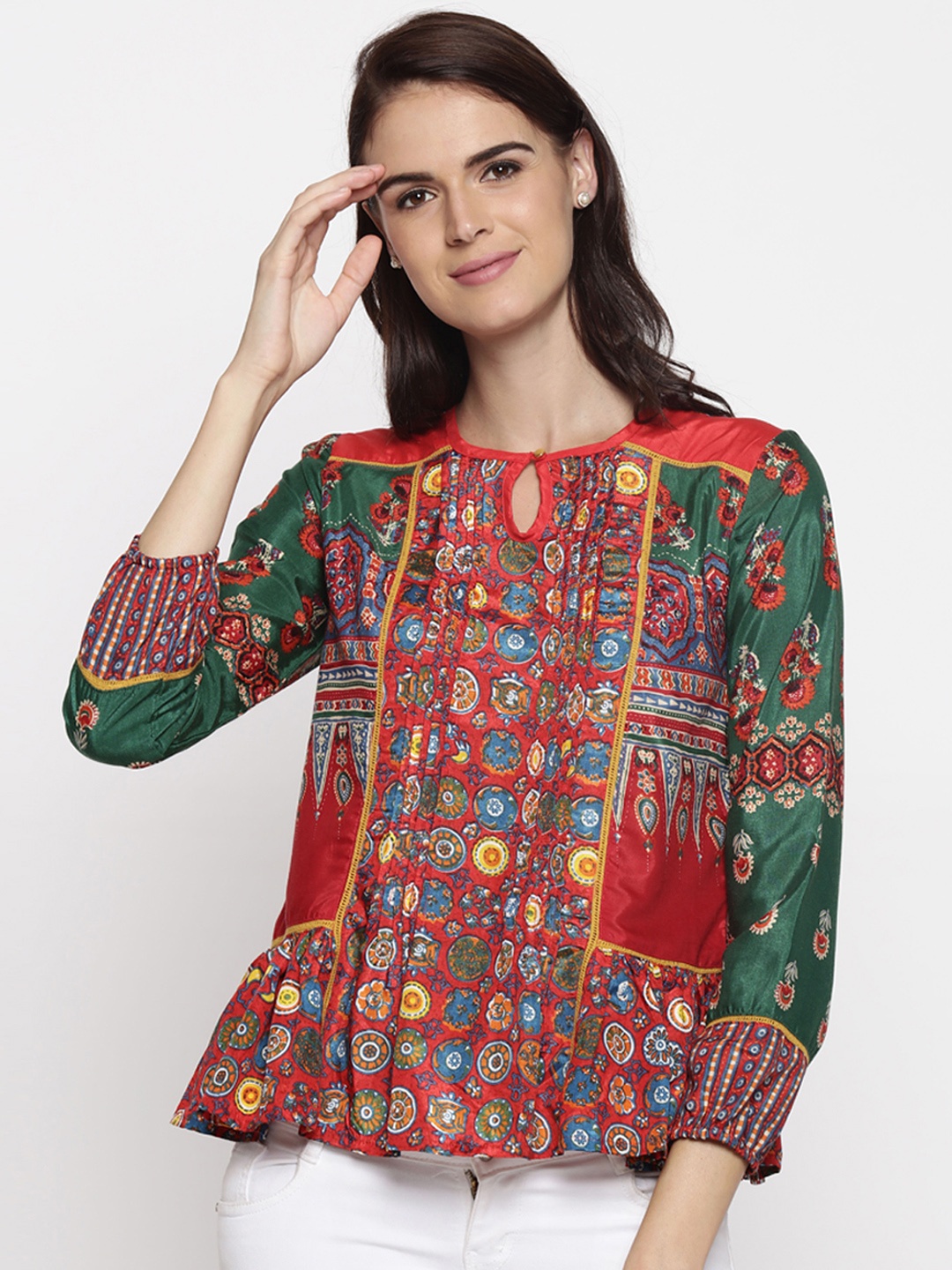 

AKKRITI BY PANTALOONS Women Red Printed Top