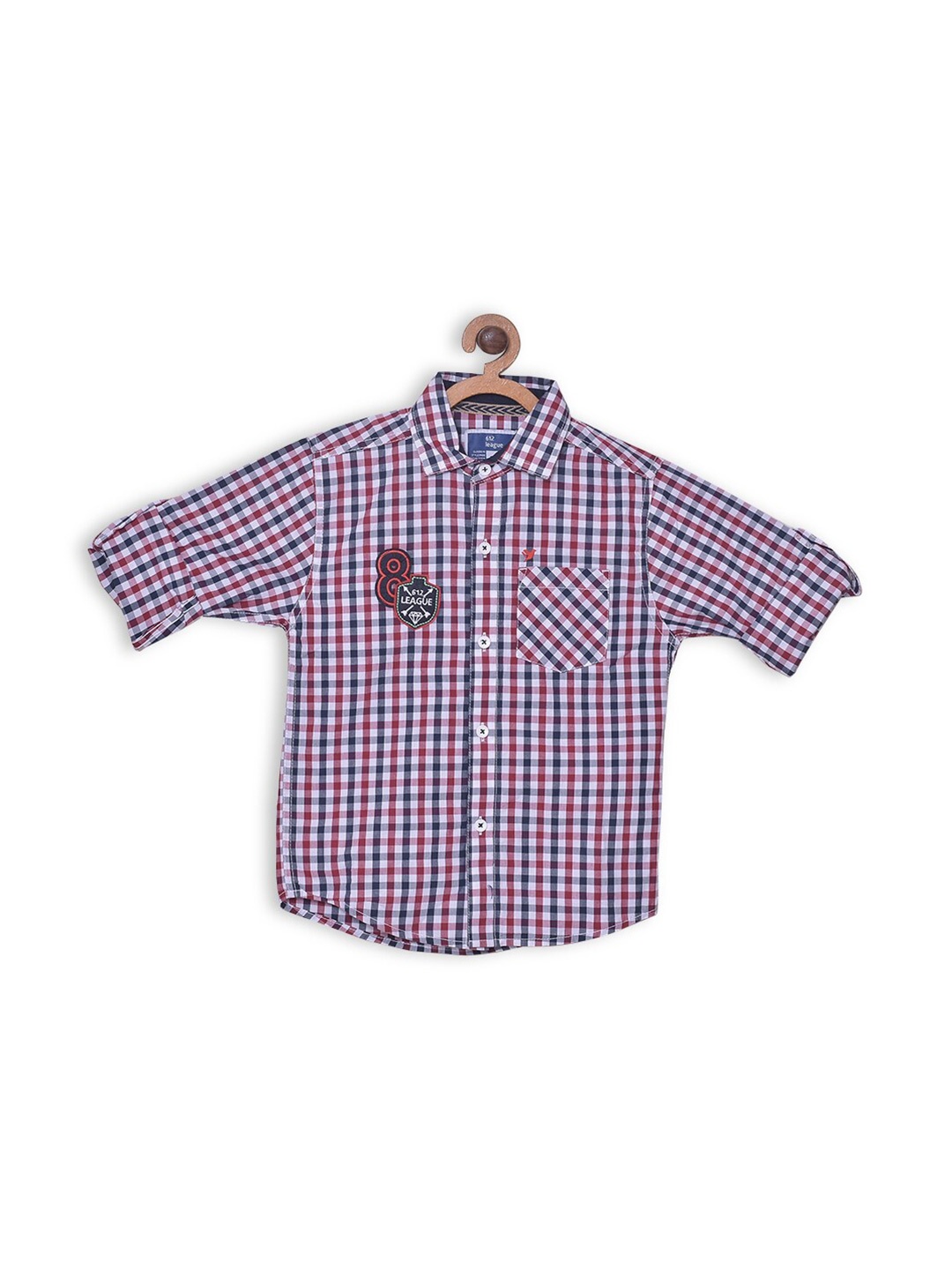 

612League Boys White Gingham Checks Cotton Casual Shirt