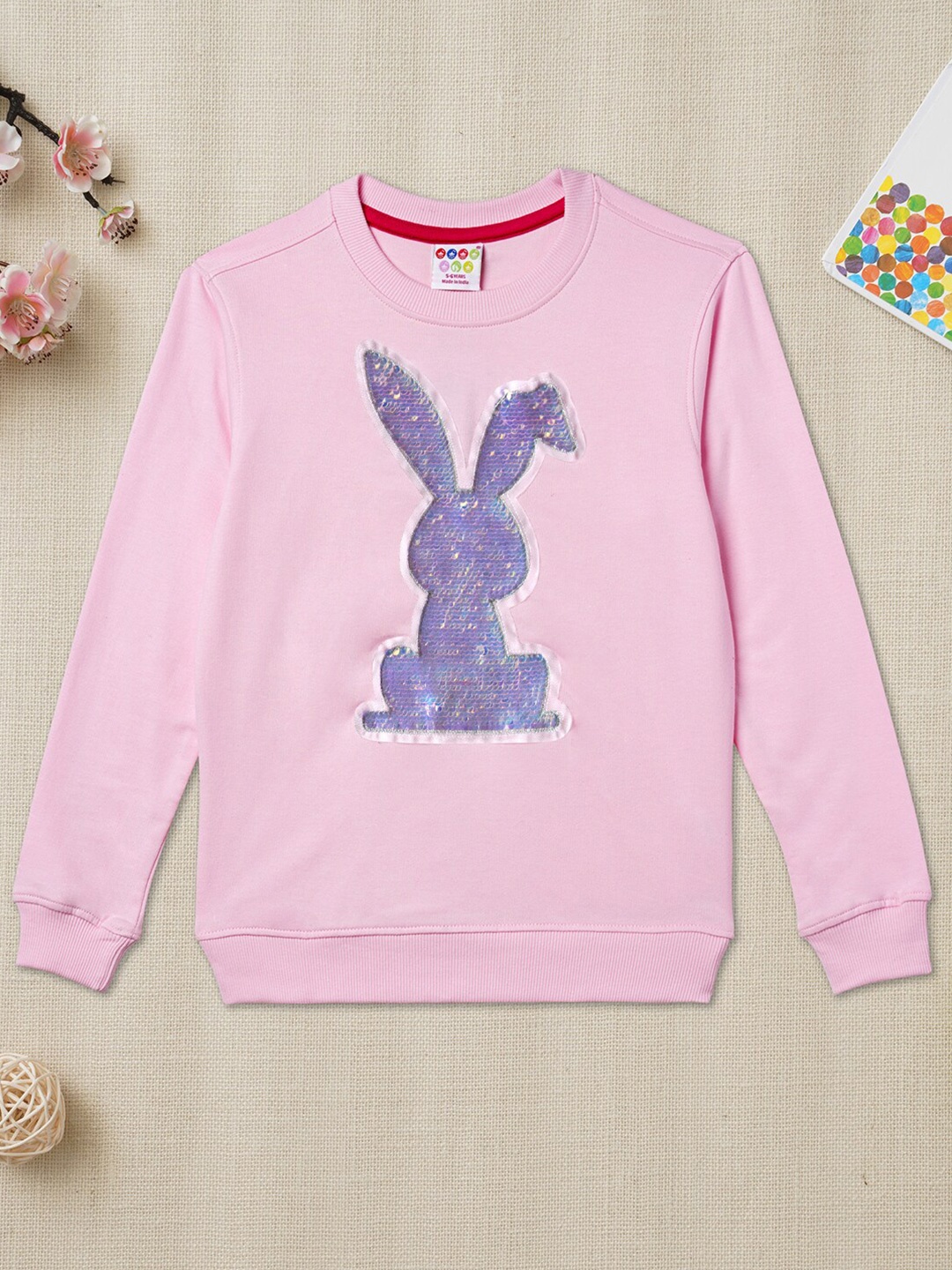 

ZION Girls Rose Embellished Cotton Sweatshirt