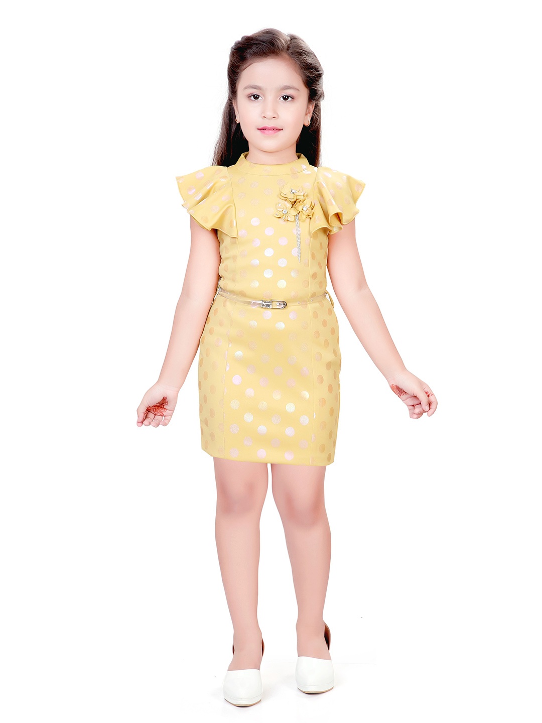 

Hunny Bunny Girls Yellow & Silver-Toned Sheath Dress