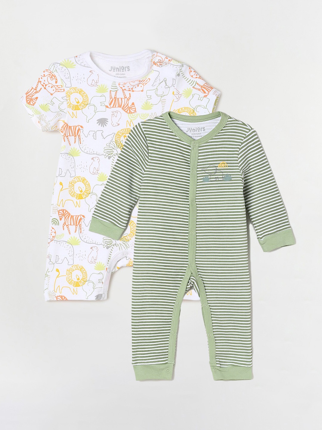 

Juniors by Lifestyle Boys Pack Of 2 Pure Cotton Romper, White