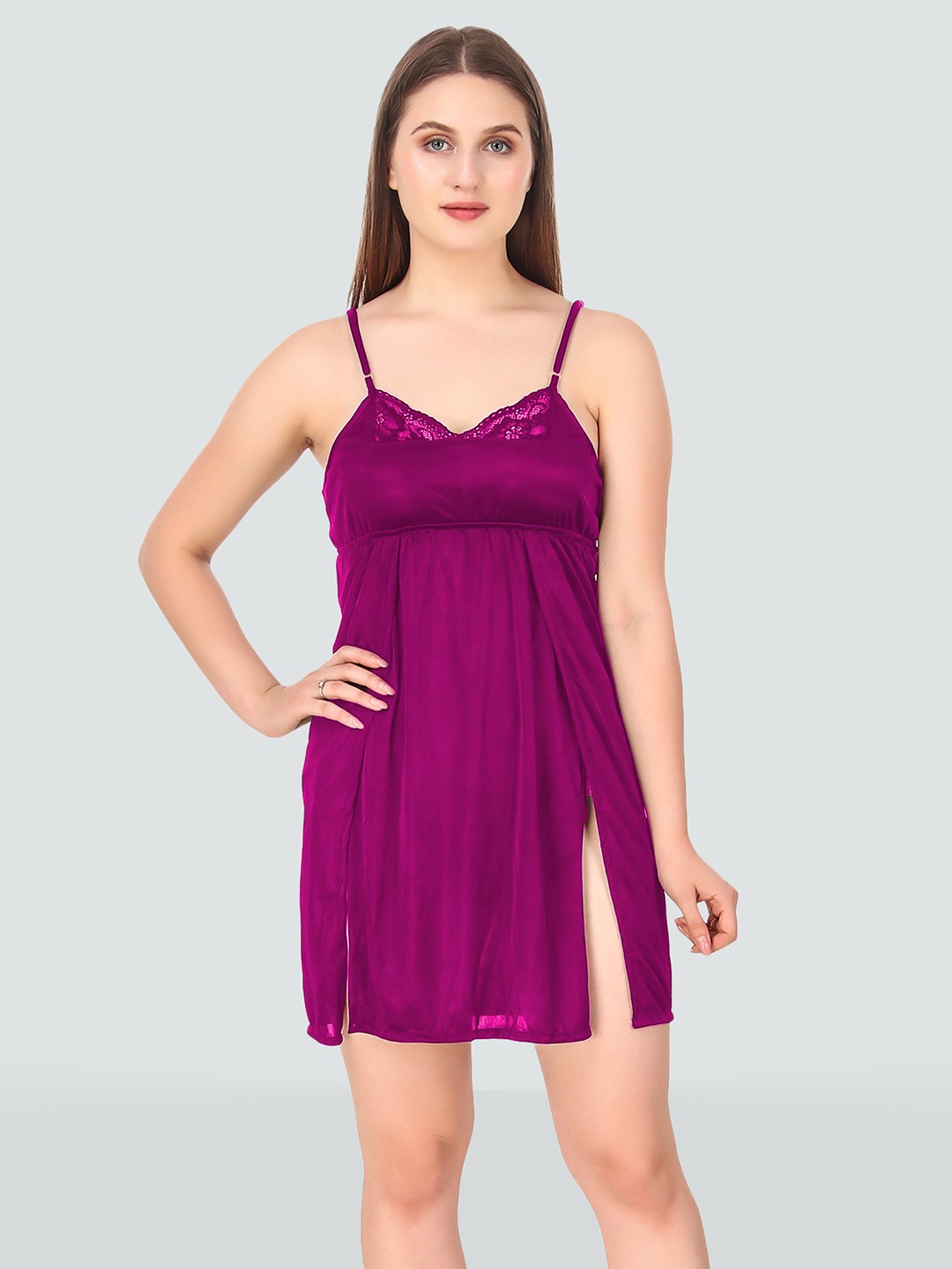 

Romaisa Magenta Satin Baby Doll