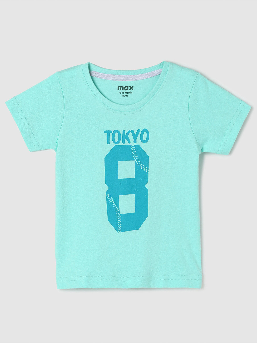 

max Boys Blue Varsity Printed Cotton T-shirt