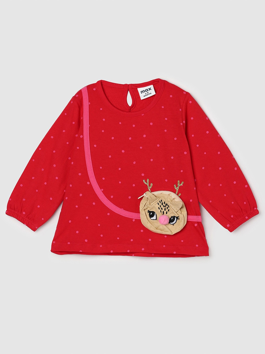 

max Girls Red Humor and Comic Printed Cotton T-shirt
