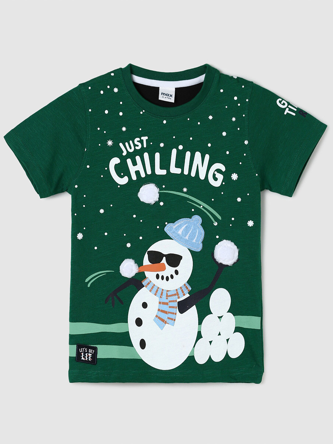 

max Boys Green Graphic Printed Cotton T-shirt