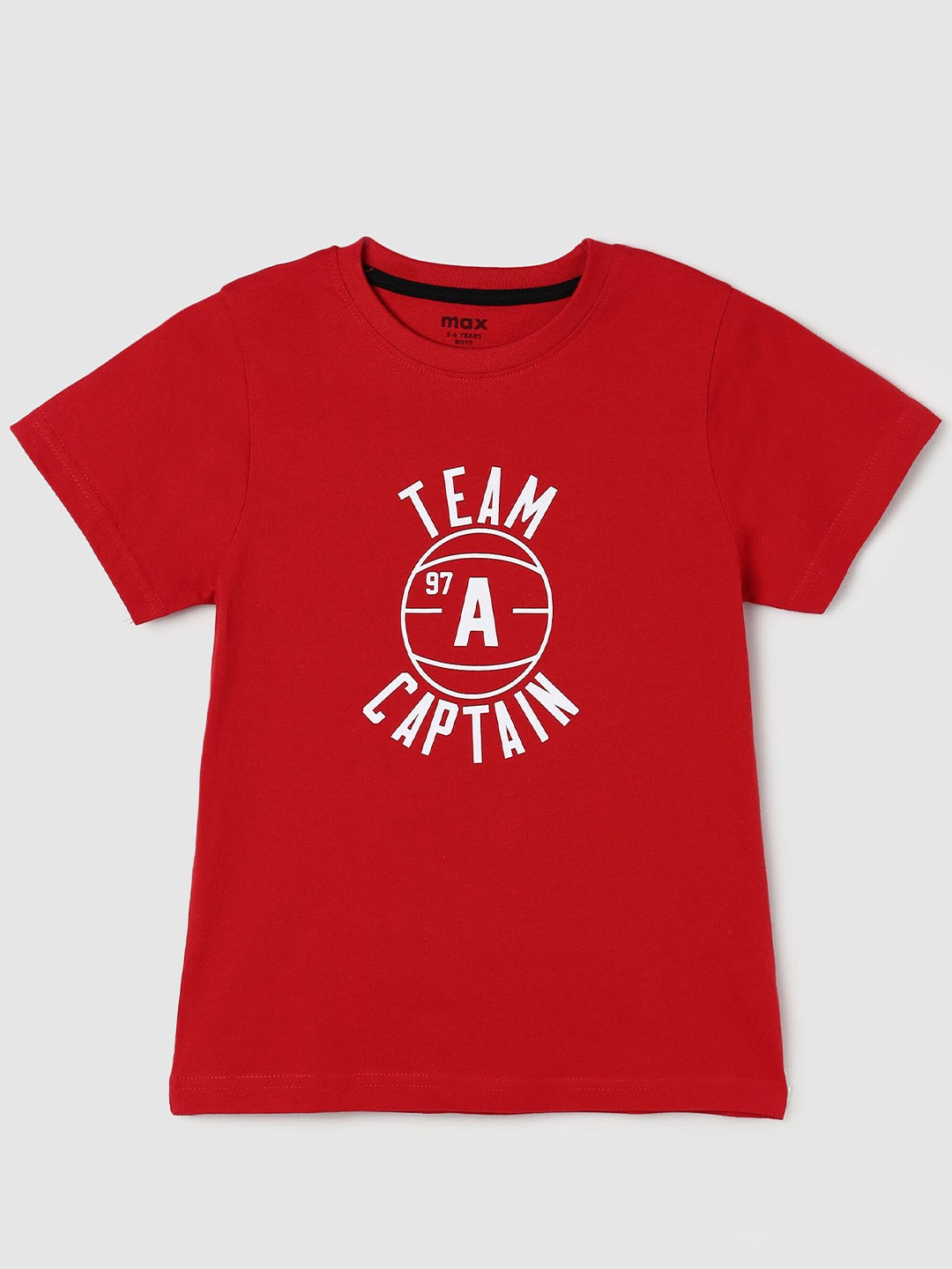 

max Boys Red Typography Printed CottonT-shirt