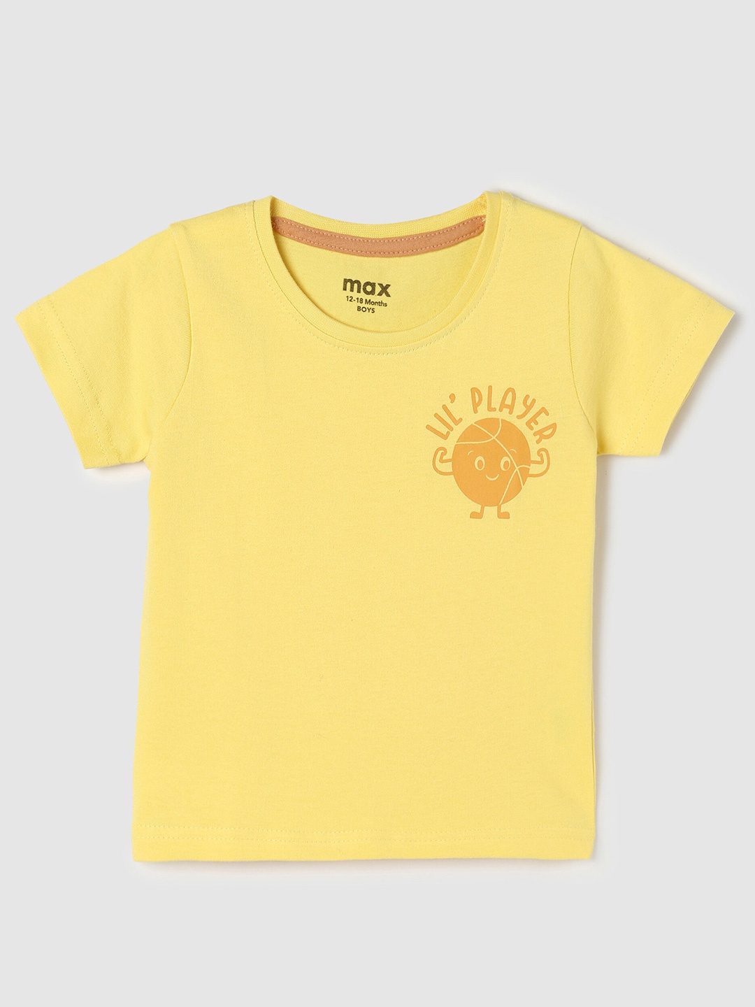 

max Boys Yellow Printed Cotton T-shirt
