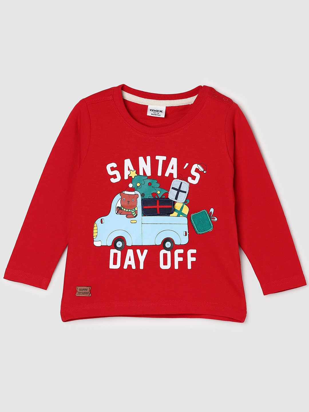 

max Boys Red Printed Cotton T-shirt
