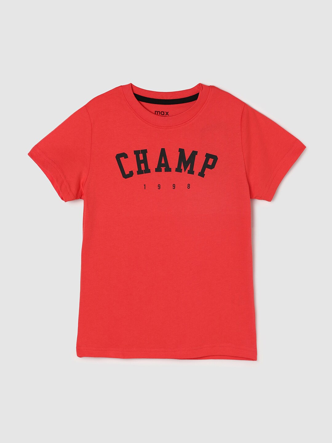 

max Boys Orange Typography Printed Cotton T-shirt
