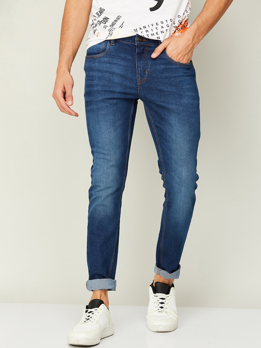 

Forca Men Blue Skinny Fit Light Fade Cotton Jeans