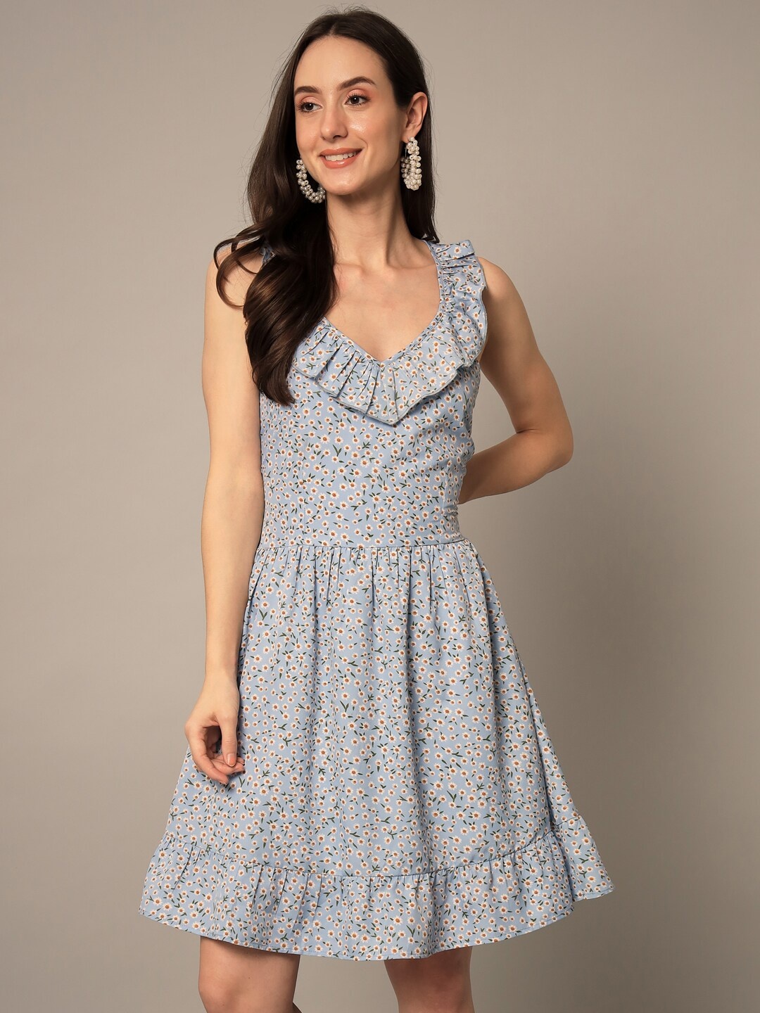 

Yaadleen Floral Printed Dress, Blue