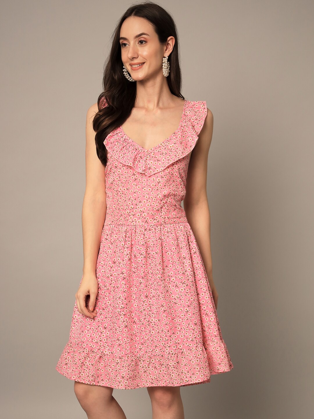 

Yaadleen Floral Printed Dress, Pink