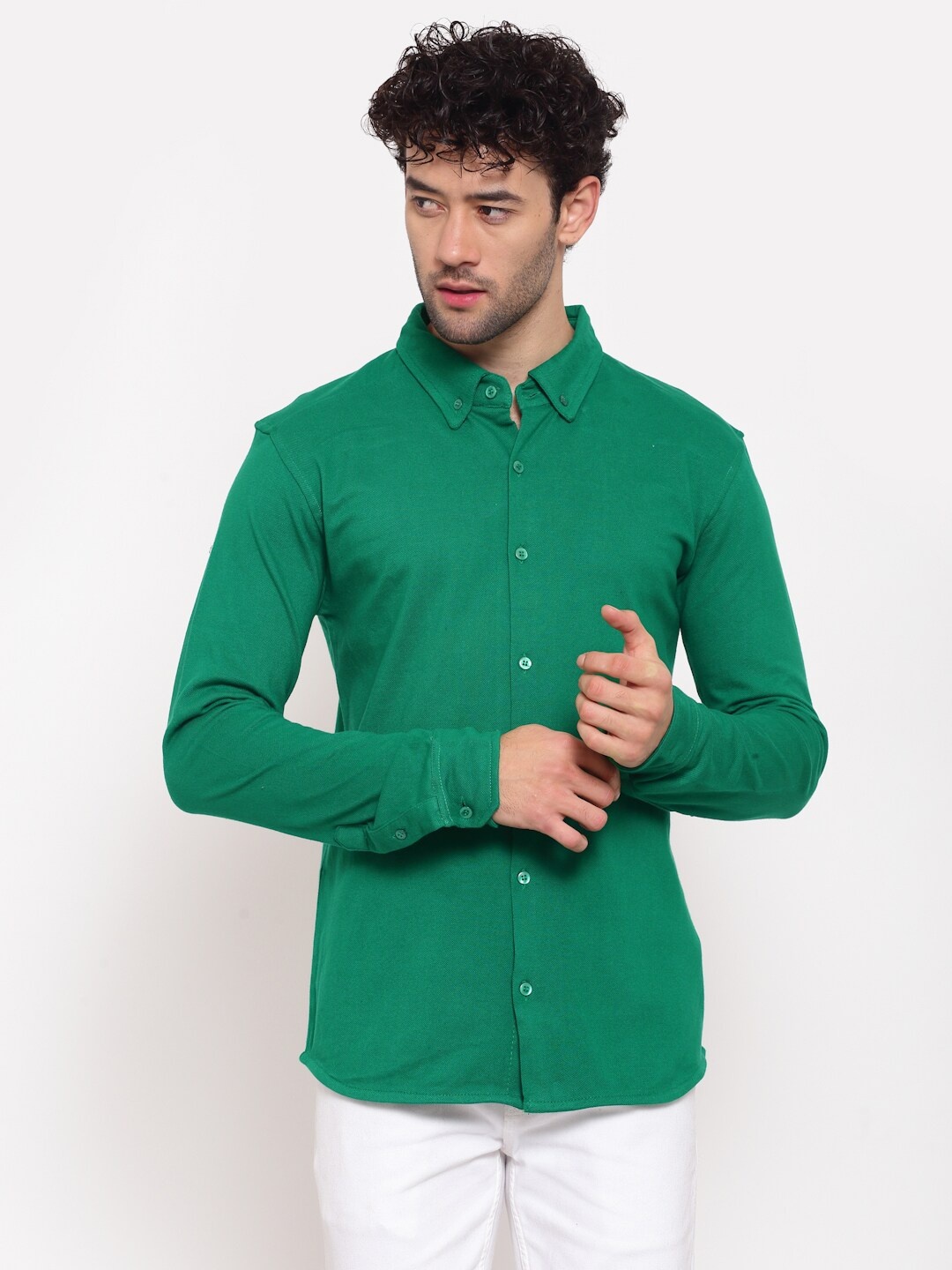 

PAUSE SPORT Men Green Classic Casual Shirt