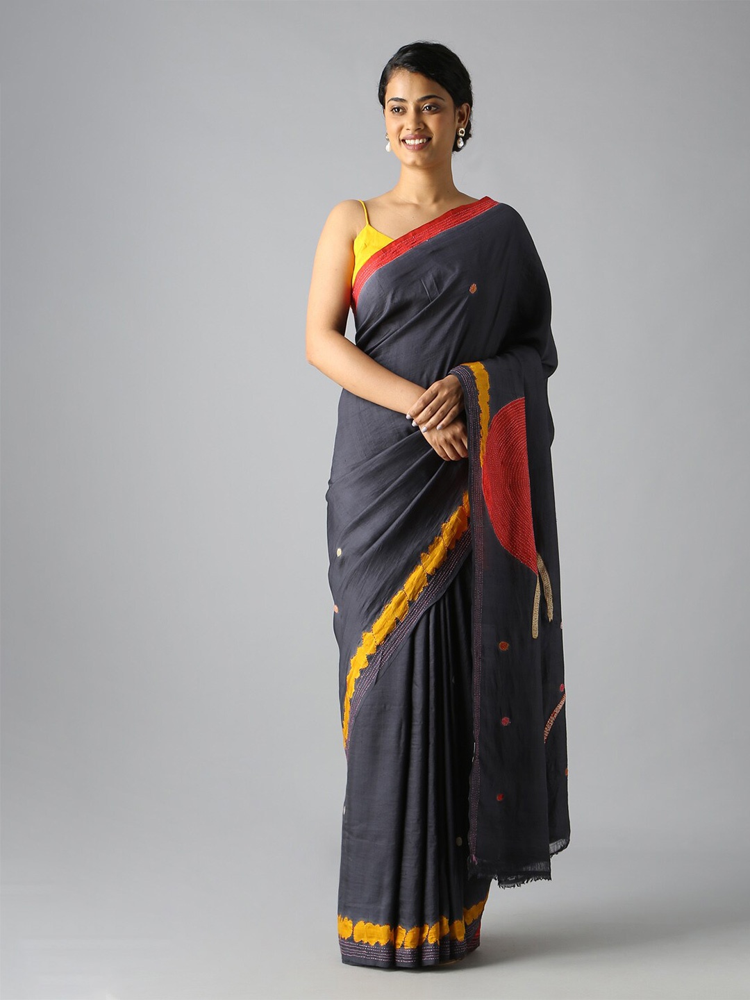 

Taneira Grey & Blue Pure Silk Saree
