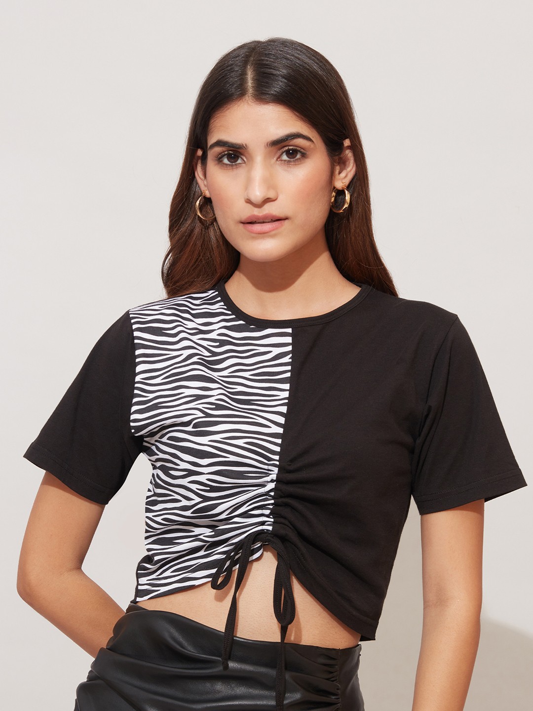 

20Dresses Black & White Animal Print Crop Cotton Top
