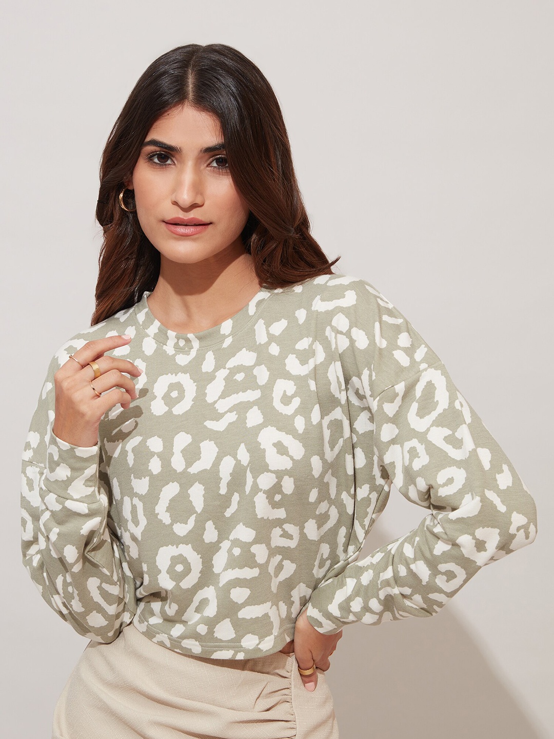 

20Dresses Women Green Printed Sweatshirt