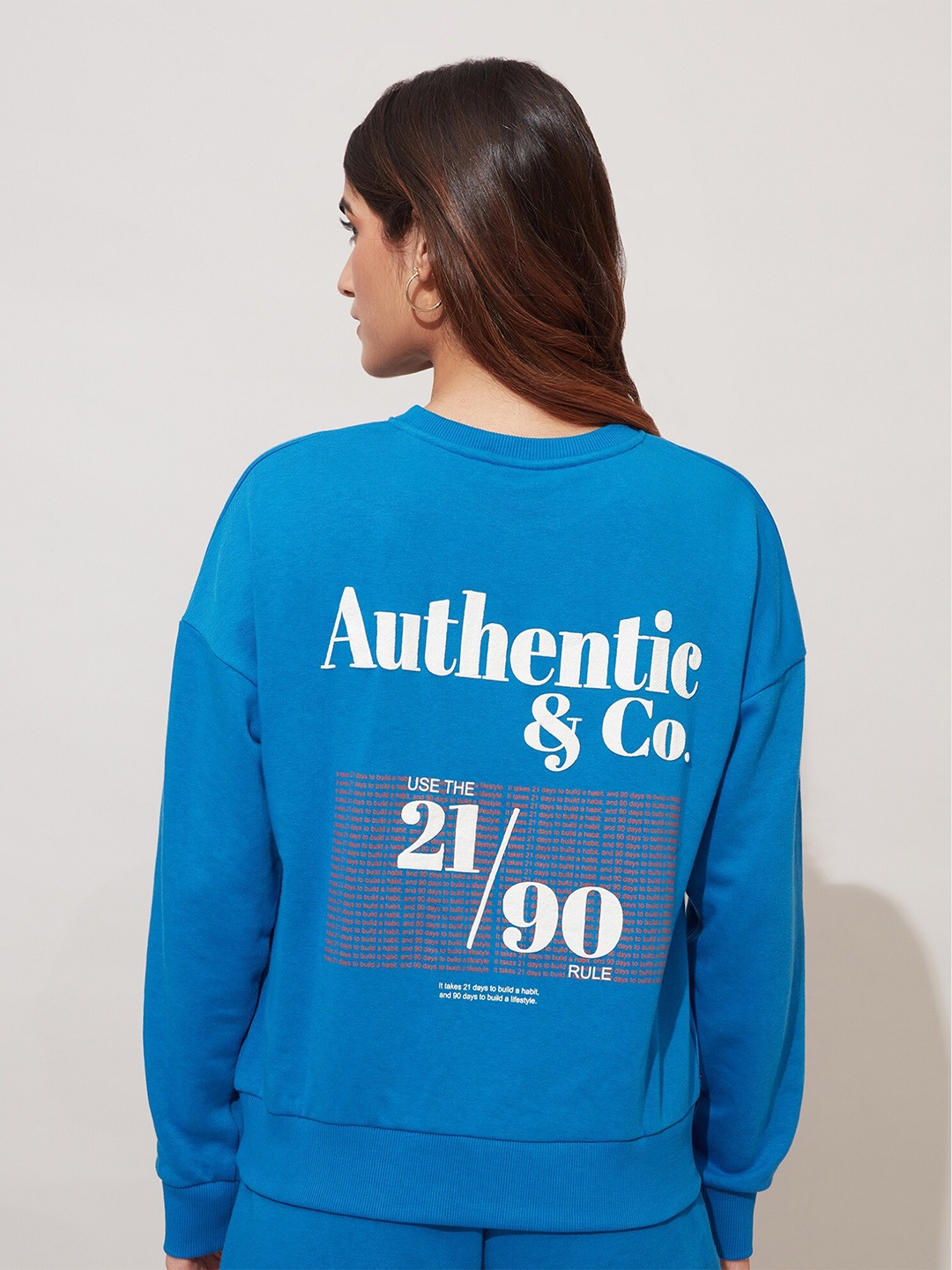 

20Dresses Women Blue Printed Pullover Sweatshirt