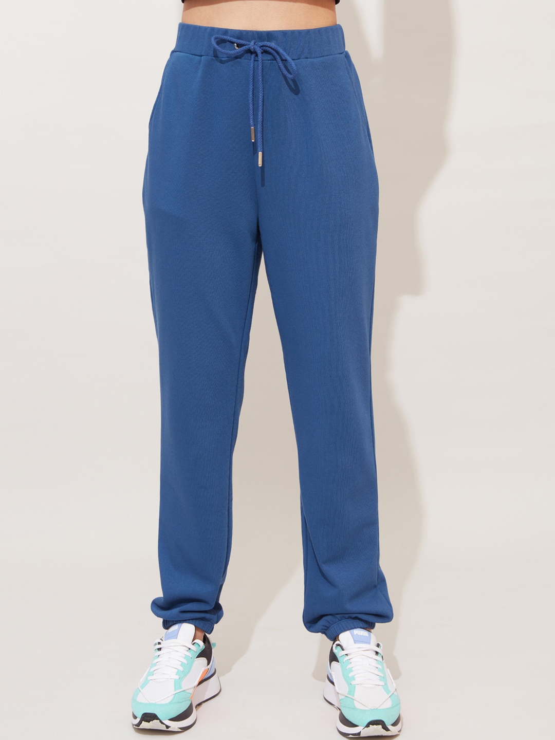 

20Dresses Women Navy Blue Comfort Cotton High-Rise Joggers
