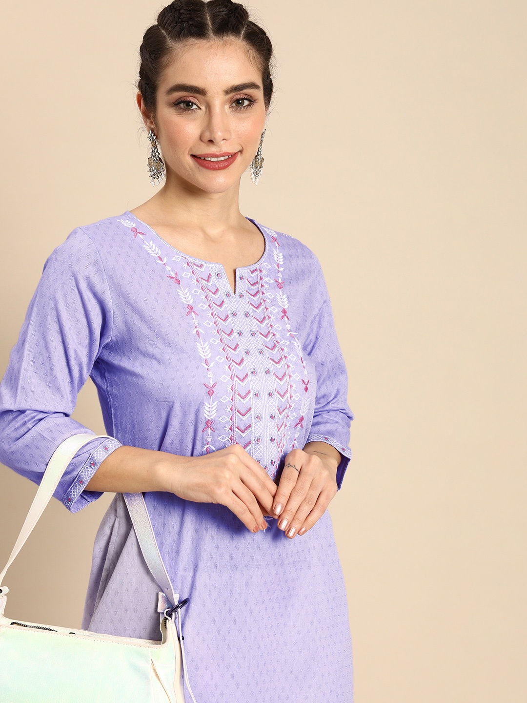 

Sangria Women Lavender Yoke Design Kurta