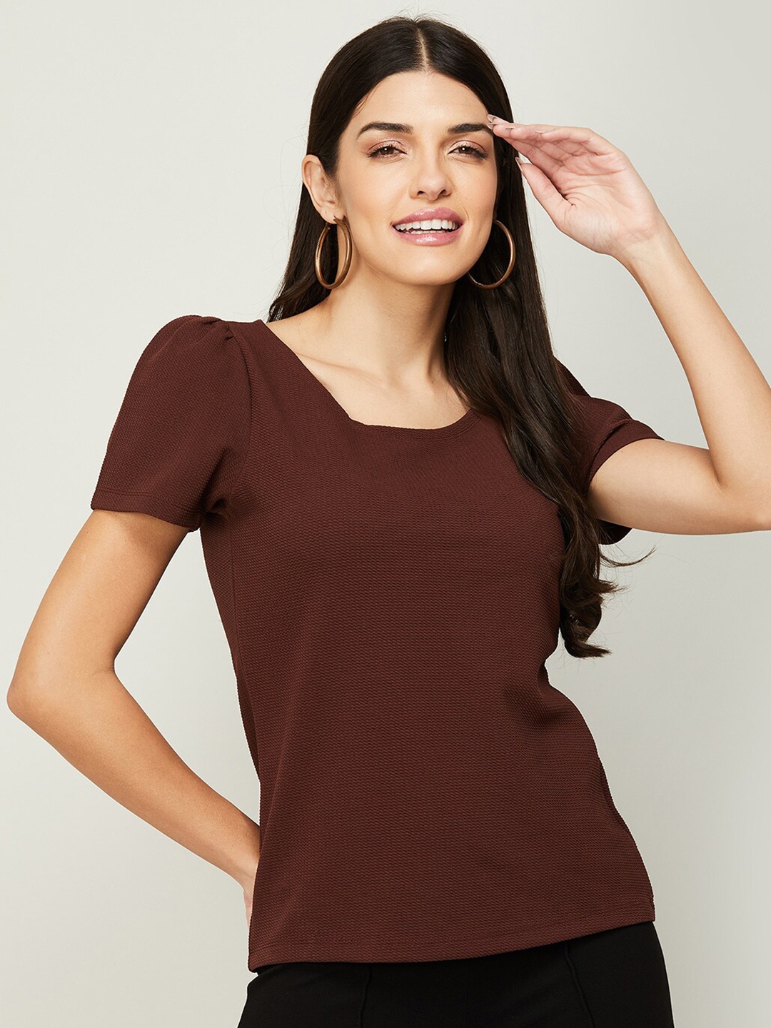 

CODE by Lifestyle Women Solid Round Neck Top, Brown