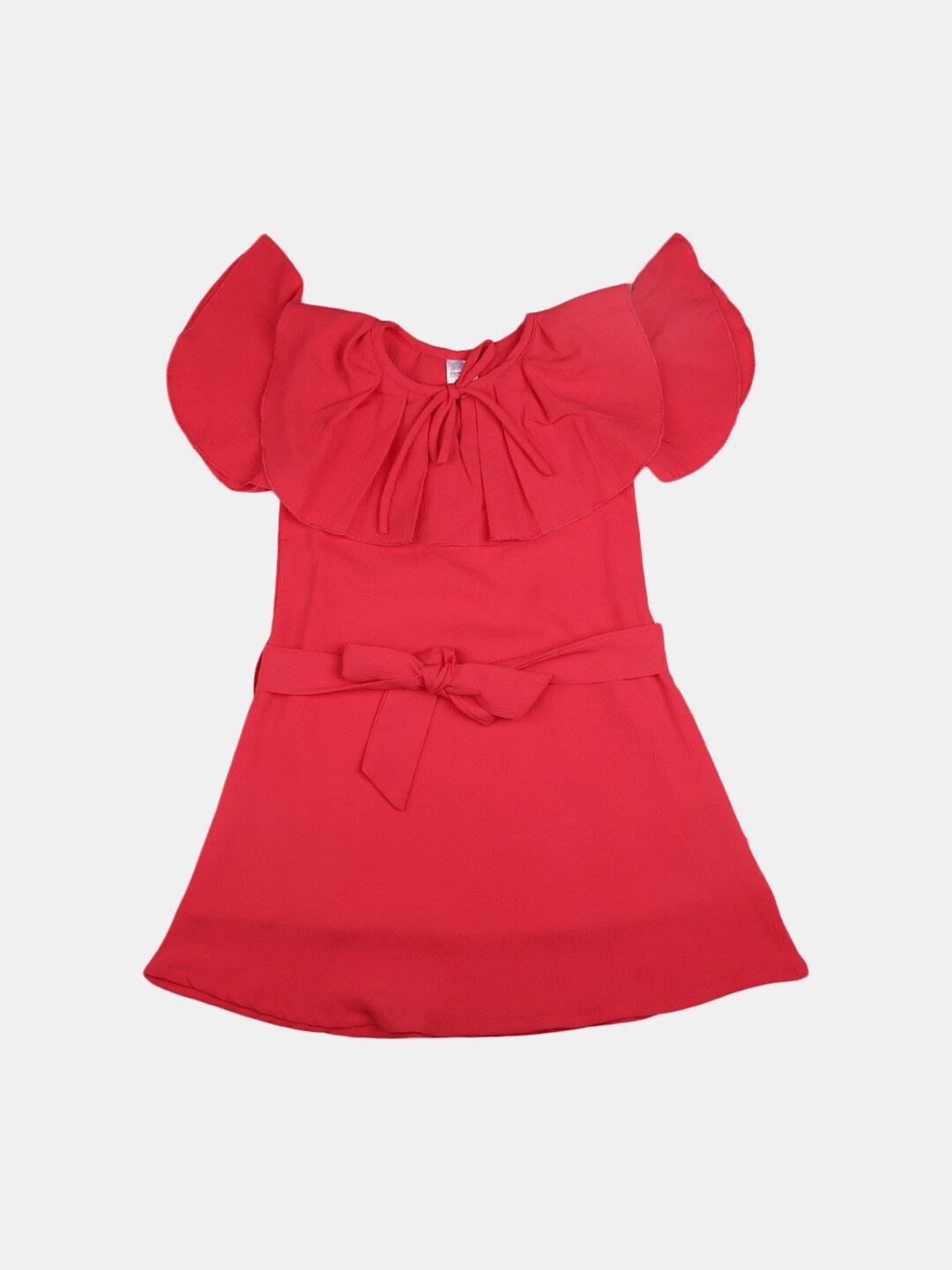 

V-Mart Red Tie-Up Neck A-Line Cotton Dress