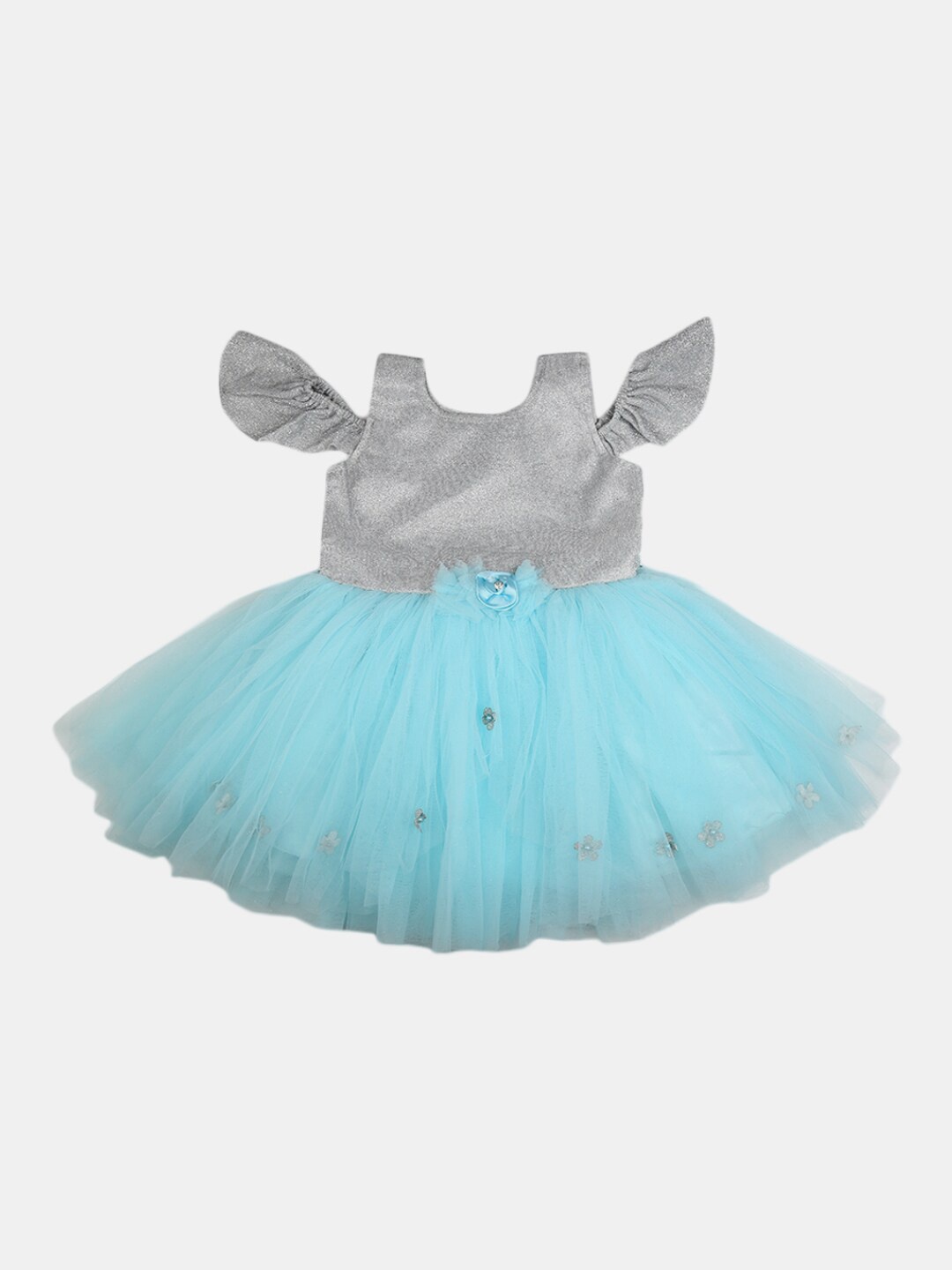 

V-Mart Girls Blue & Grey Fit and Flare Dress