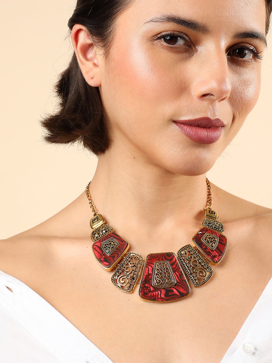 

SOHI Gold-Toned & Red Gold-Plated Necklace