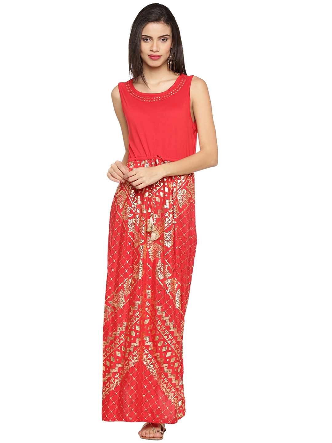 

AKKRITI BY PANTALOONS Women Red Printed Maxi Dress