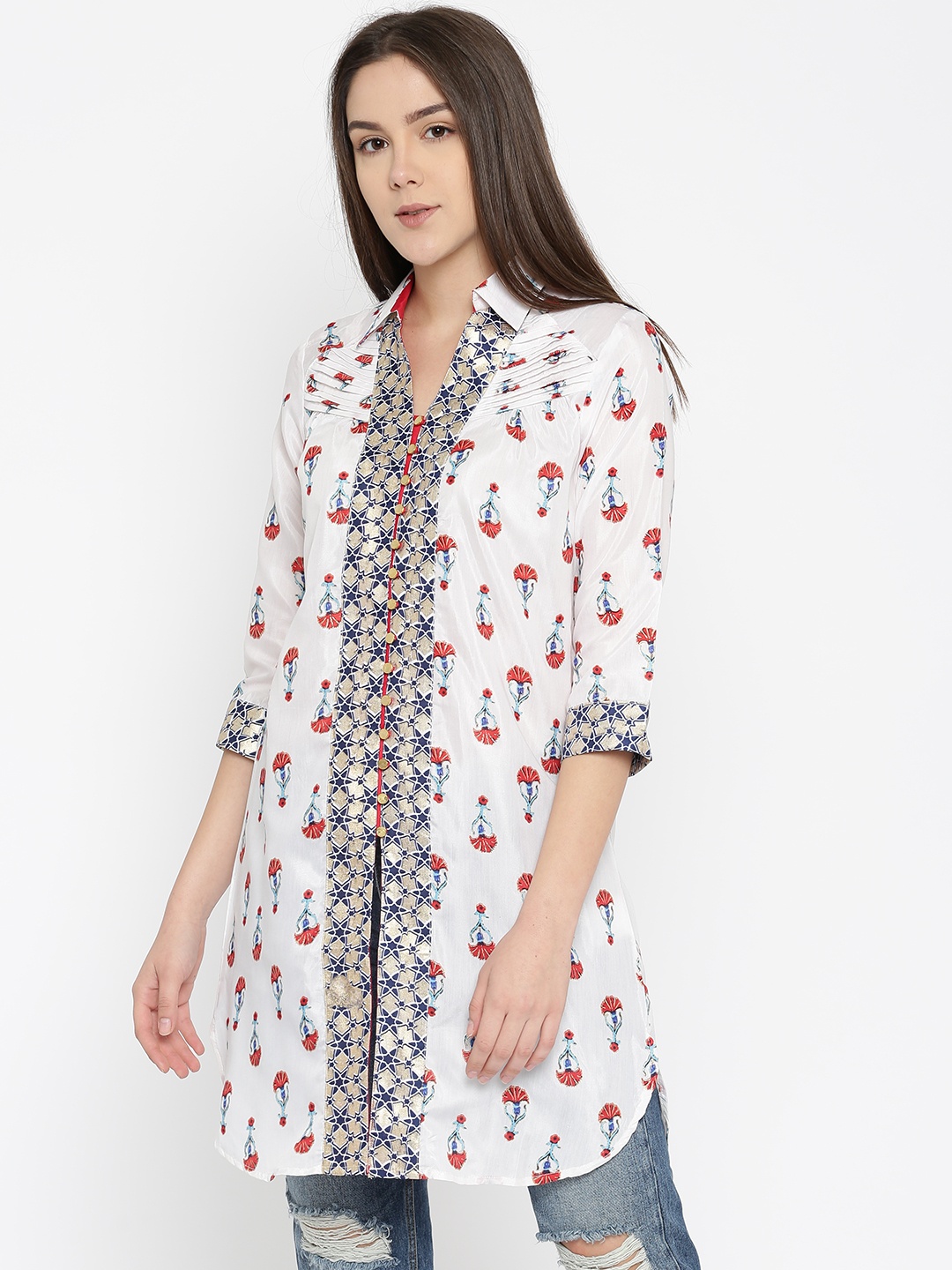 

AKKRITI BY PANTALOONS White Printed Tunic