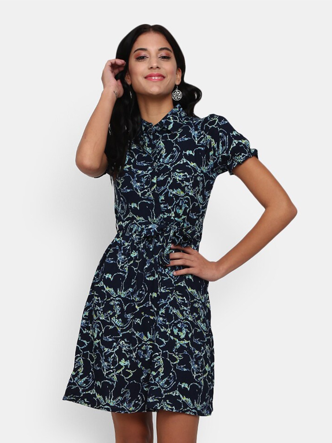 

V-Mart Navy Blue Cotton Shirt Dress