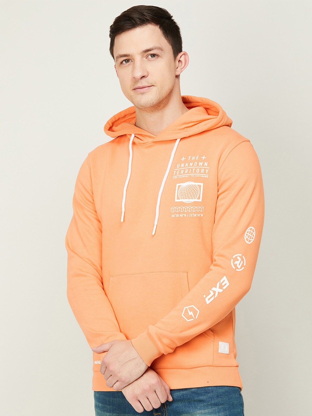 

Bossini Men Orange Printed Cotton Sweatshirt